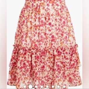 NEW J.Crew Floral Tiered Ruffle Pink Mini Skirt